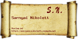 Sarnyai Nikolett névjegykártya